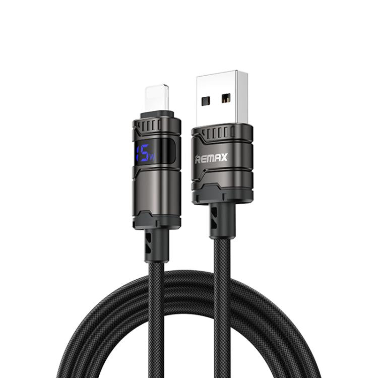 REMAX C01-AL 3A USB to 8 Pin Nylon Braided Data Cable, Length: 1.2m - Black