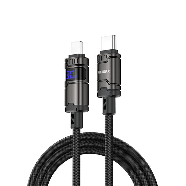 REMAX C01-CL 30W Type-C to 8 Pin Nylon Braided Data Cable, Length: 1.2m - Black