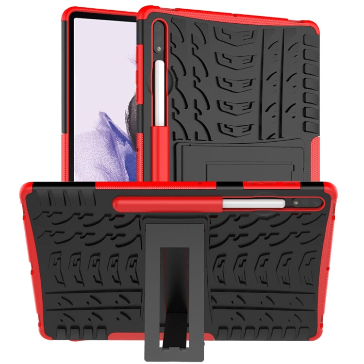 For Samsung Galaxy Tab S7 Lite T730 / T735 & S7+ T970 / T976B Tire Texture Shockproof TPU + PC Protective Case with Holder