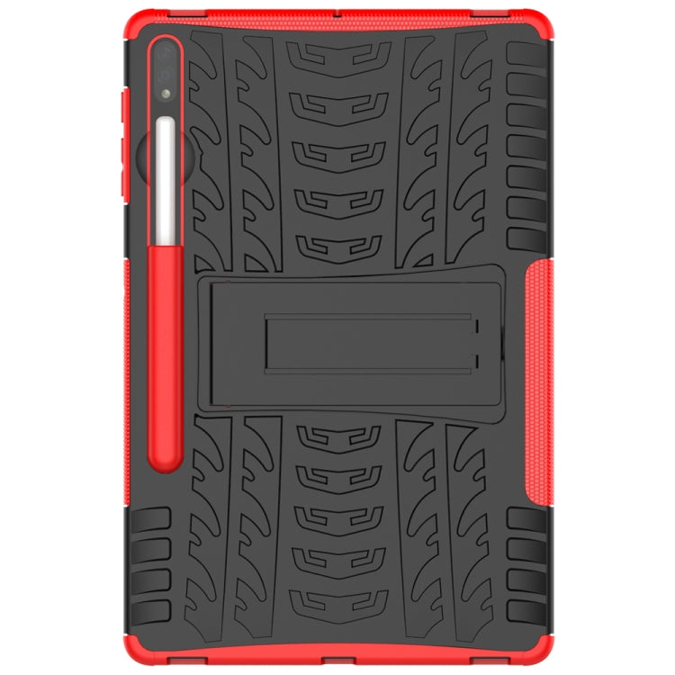 For Samsung Galaxy Tab S7 Lite T730 / T735 & S7+ T970 / T976B Tire Texture Shockproof TPU + PC Protective Case with Holder