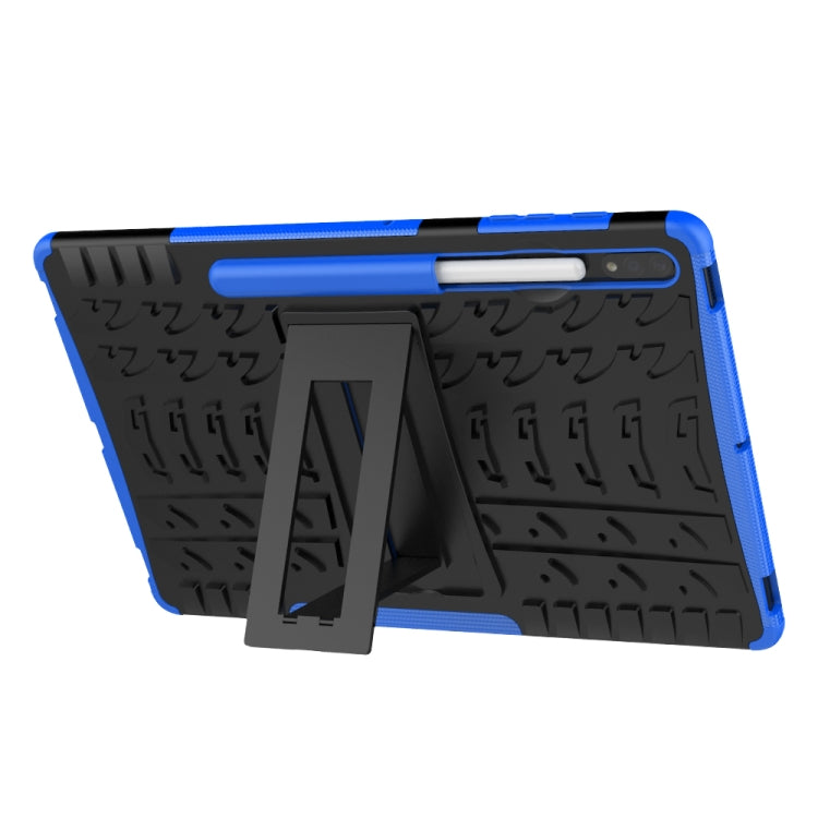 For Samsung Galaxy Tab S7 Lite T730 / T735 & S7+ T970 / T976B Tire Texture Shockproof TPU + PC Protective Case with Holder