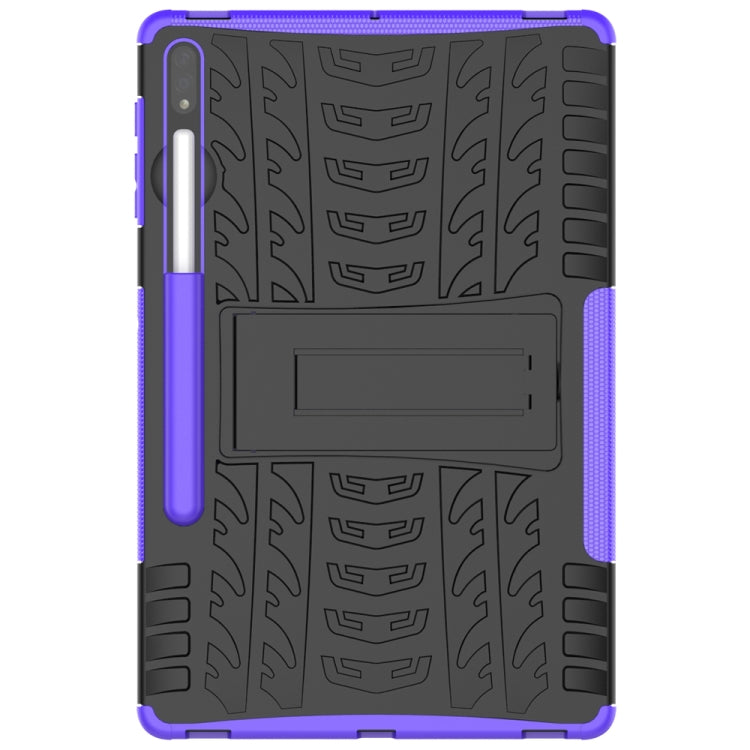 For Samsung Galaxy Tab S7 Lite T730 / T735 & S7+ T970 / T976B Tire Texture Shockproof TPU + PC Protective Case with Holder