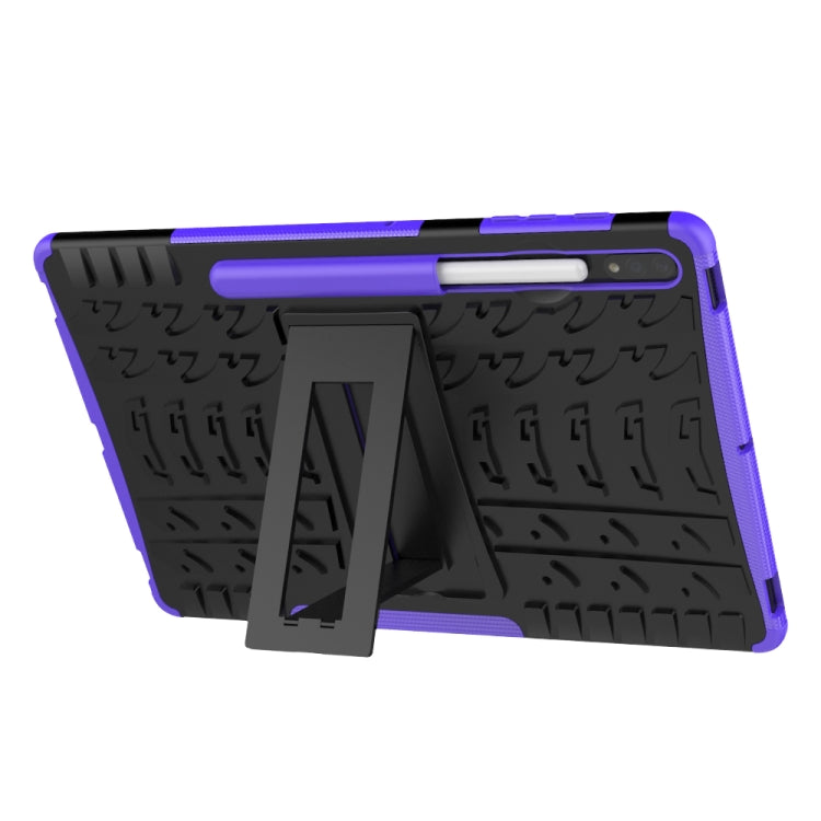 For Samsung Galaxy Tab S7 Lite T730 / T735 & S7+ T970 / T976B Tire Texture Shockproof TPU + PC Protective Case with Holder