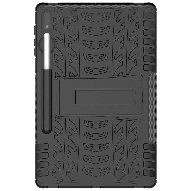 For Samsung Galaxy Tab S7 Lite T730 / T735 & S7+ T970 / T976B Tire Texture Shockproof TPU + PC Protective Case with Holder