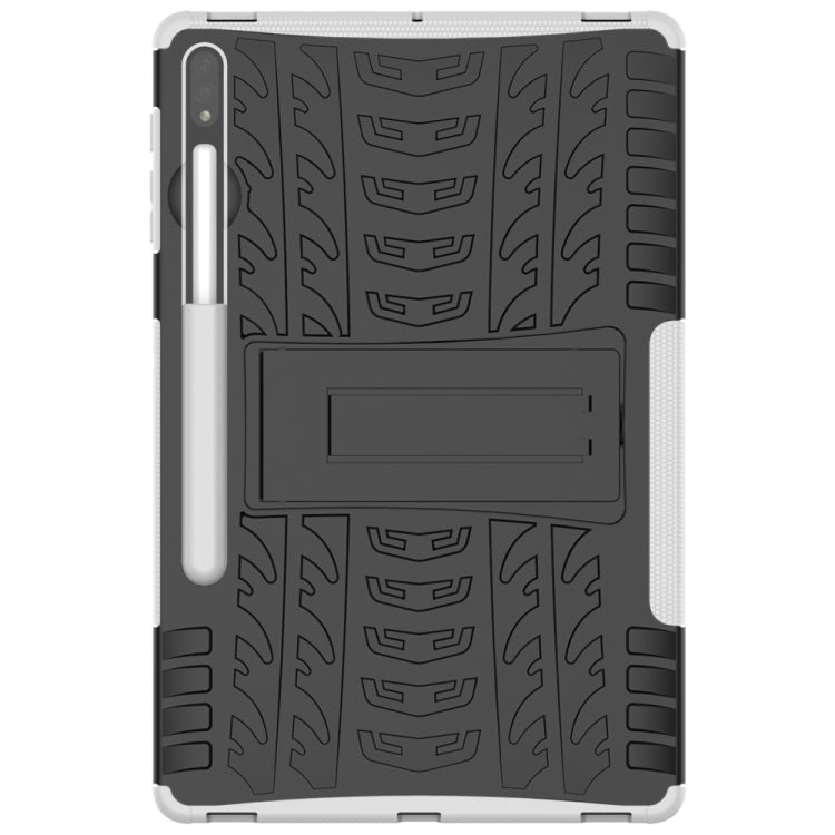 For Samsung Galaxy Tab S7 Lite T730 / T735 & S7+ T970 / T976B Tire Texture Shockproof TPU + PC Protective Case with Holder