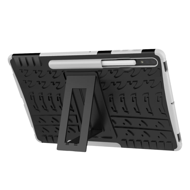 For Samsung Galaxy Tab S7 Lite T730 / T735 & S7+ T970 / T976B Tire Texture Shockproof TPU + PC Protective Case with Holder