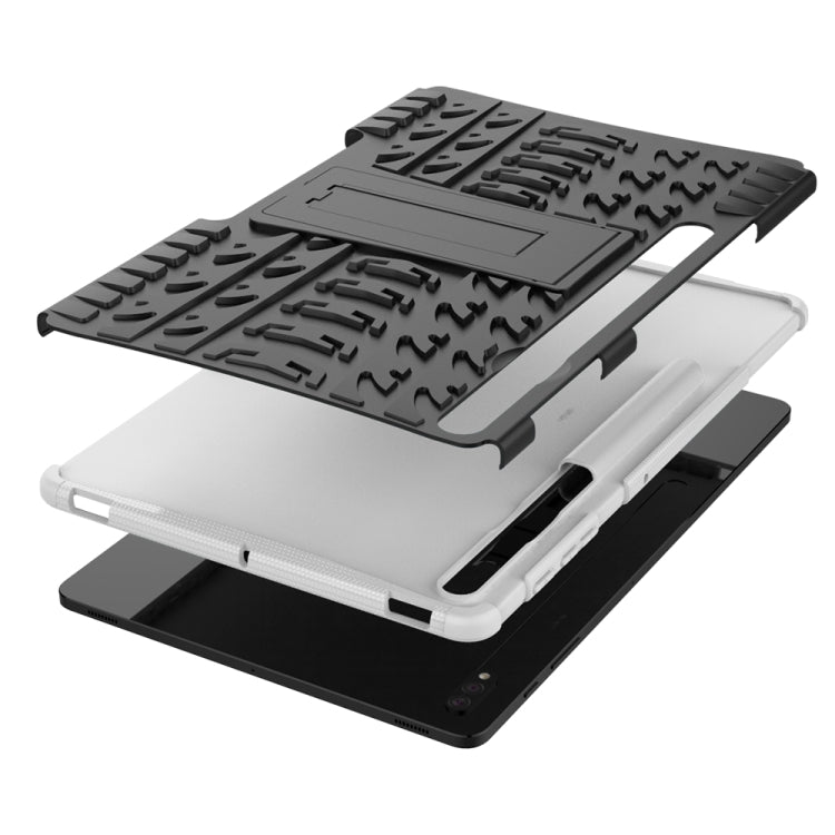 For Samsung Galaxy Tab S7 Lite T730 / T735 & S7+ T970 / T976B Tire Texture Shockproof TPU + PC Protective Case with Holder