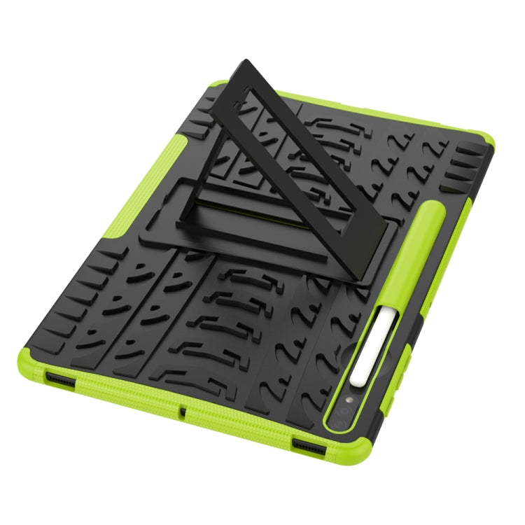 For Samsung Galaxy Tab S7 Lite T730 / T735 & S7+ T970 / T976B Tire Texture Shockproof TPU + PC Protective Case with Holder
