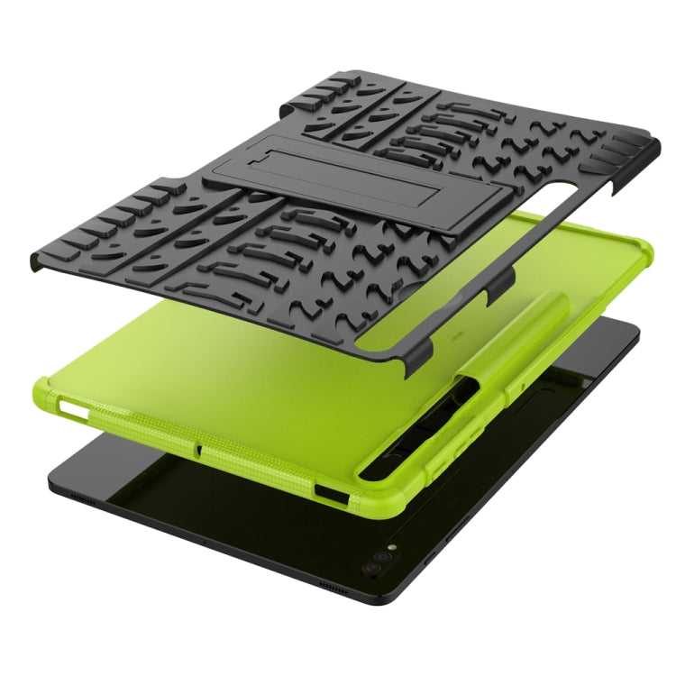 For Samsung Galaxy Tab S7 Lite T730 / T735 & S7+ T970 / T976B Tire Texture Shockproof TPU + PC Protective Case with Holder