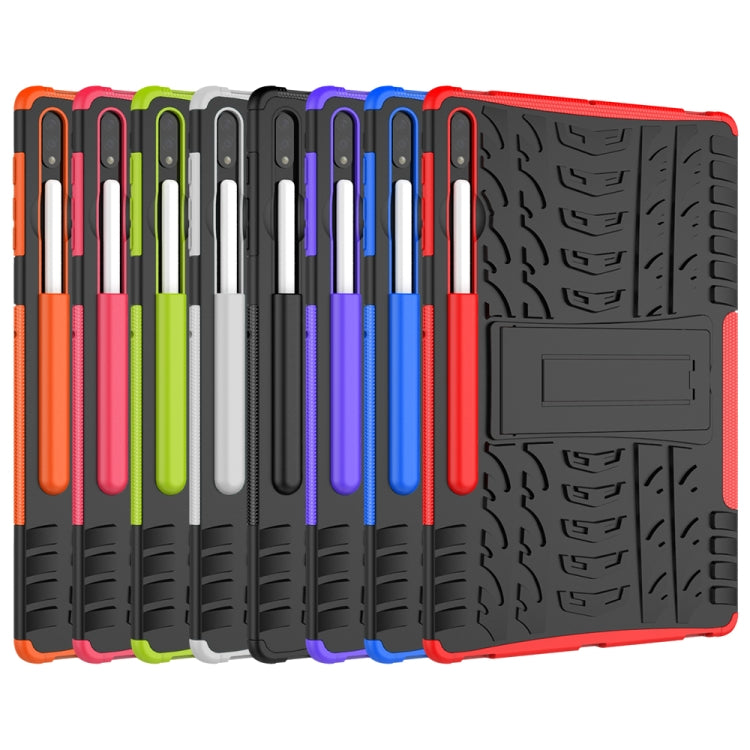 For Samsung Galaxy Tab S7 Lite T730 / T735 & S7+ T970 / T976B Tire Texture Shockproof TPU + PC Protective Case with Holder