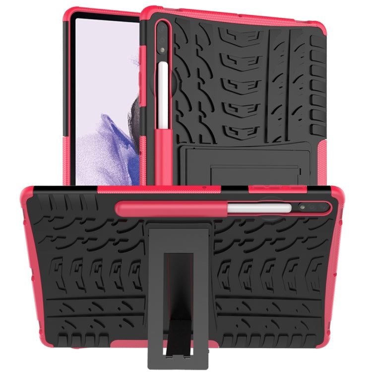 For Samsung Galaxy Tab S7 Lite T730 / T735 & S7+ T970 / T976B Tire Texture Shockproof TPU + PC Protective Case with Holder