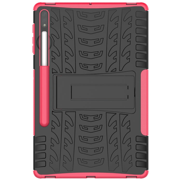 For Samsung Galaxy Tab S7 Lite T730 / T735 & S7+ T970 / T976B Tire Texture Shockproof TPU + PC Protective Case with Holder