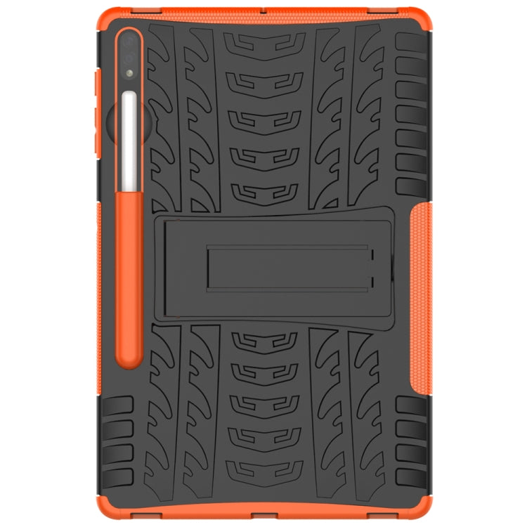 For Samsung Galaxy Tab S7 Lite T730 / T735 & S7+ T970 / T976B Tire Texture Shockproof TPU + PC Protective Case with Holder