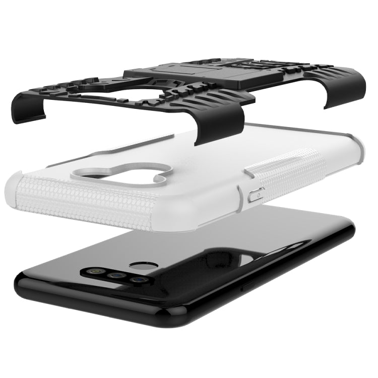 For LG Harmony 4 Tire Texture Shockproof TPU + PC Protective Case with Holder