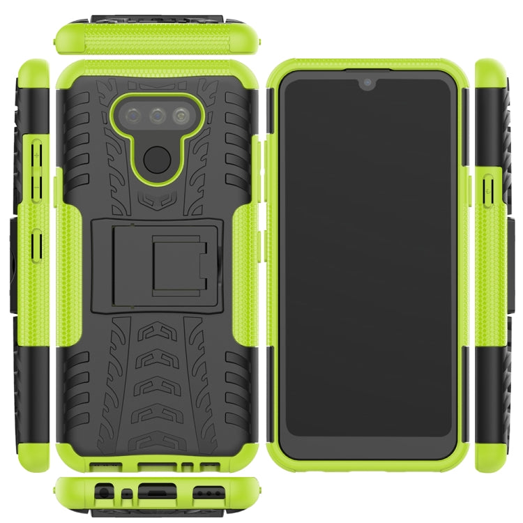 For LG Harmony 4 Tire Texture Shockproof TPU + PC Protective Case with Holder