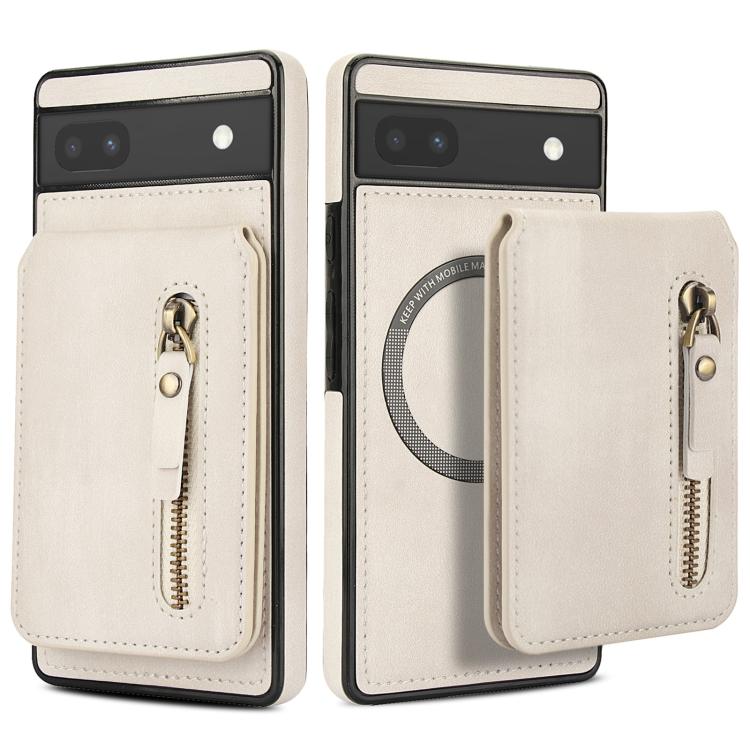 For Google Pixel 6a Zipper Wallet Split MagSafe Leather Back Phone Case