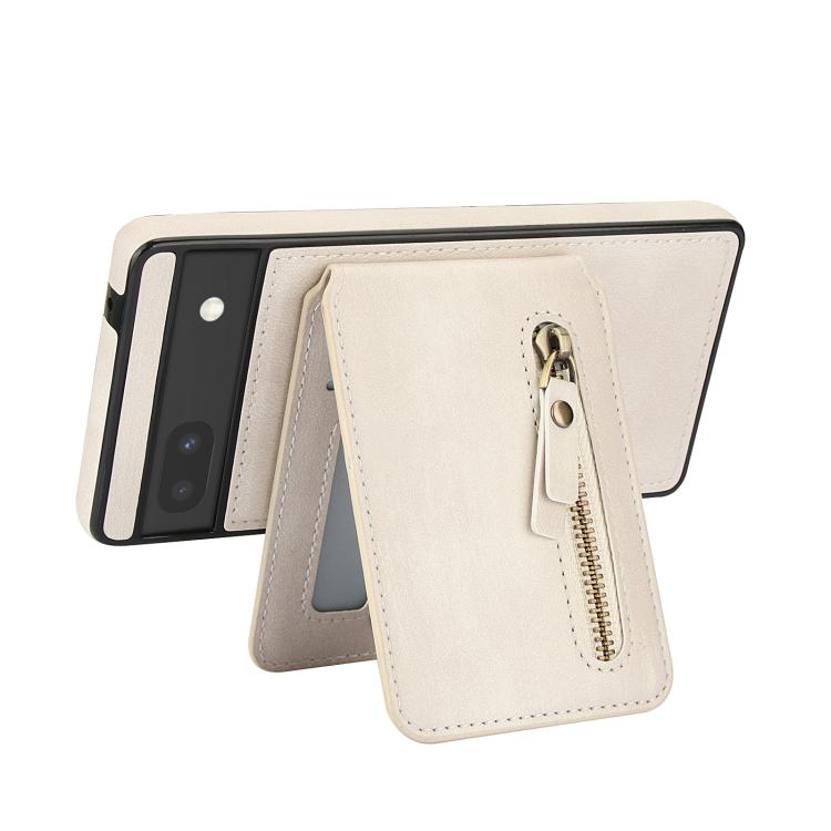 For Google Pixel 6a Zipper Wallet Split MagSafe Leather Back Phone Case