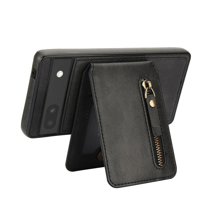 For Google Pixel 6a Zipper Wallet Split MagSafe Leather Back Phone Case