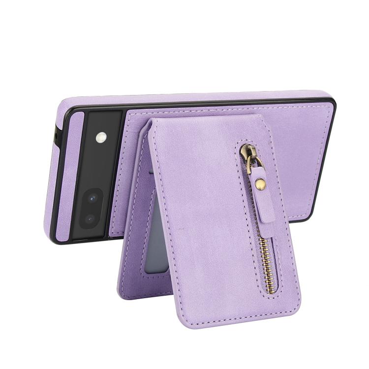 For Google Pixel 6a Zipper Wallet Split MagSafe Leather Back Phone Case