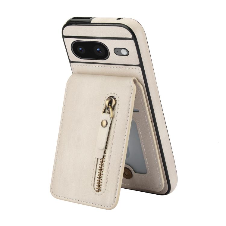 For Google Pixel 8 Zipper Wallet Split MagSafe Leather Back Phone Case
