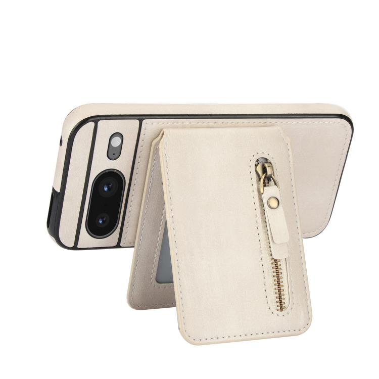For Google Pixel 8 Zipper Wallet Split MagSafe Leather Back Phone Case