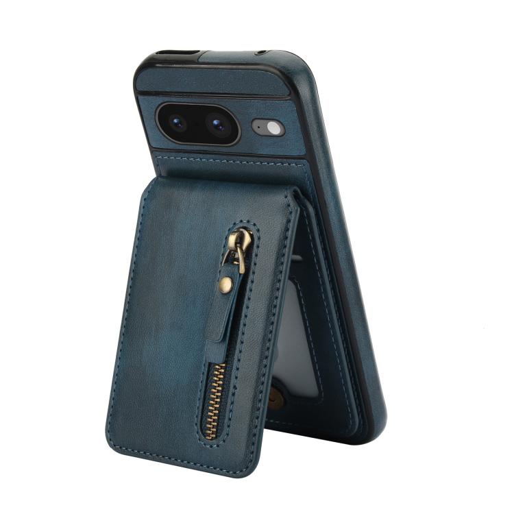 For Google Pixel 8 Zipper Wallet Split MagSafe Leather Back Phone Case