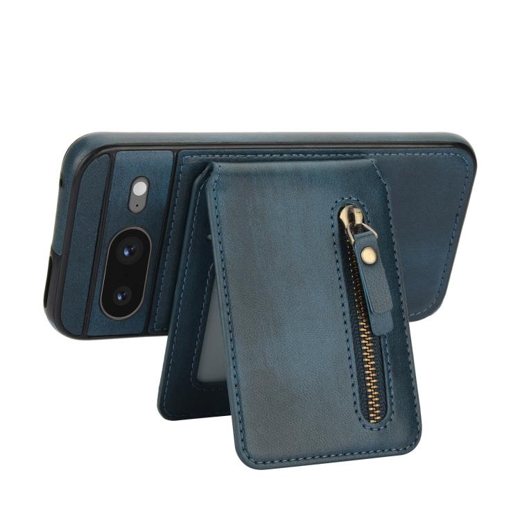For Google Pixel 8 Zipper Wallet Split MagSafe Leather Back Phone Case