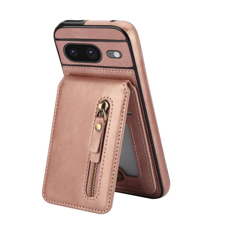 For Google Pixel 8 Zipper Wallet Split MagSafe Leather Back Phone Case