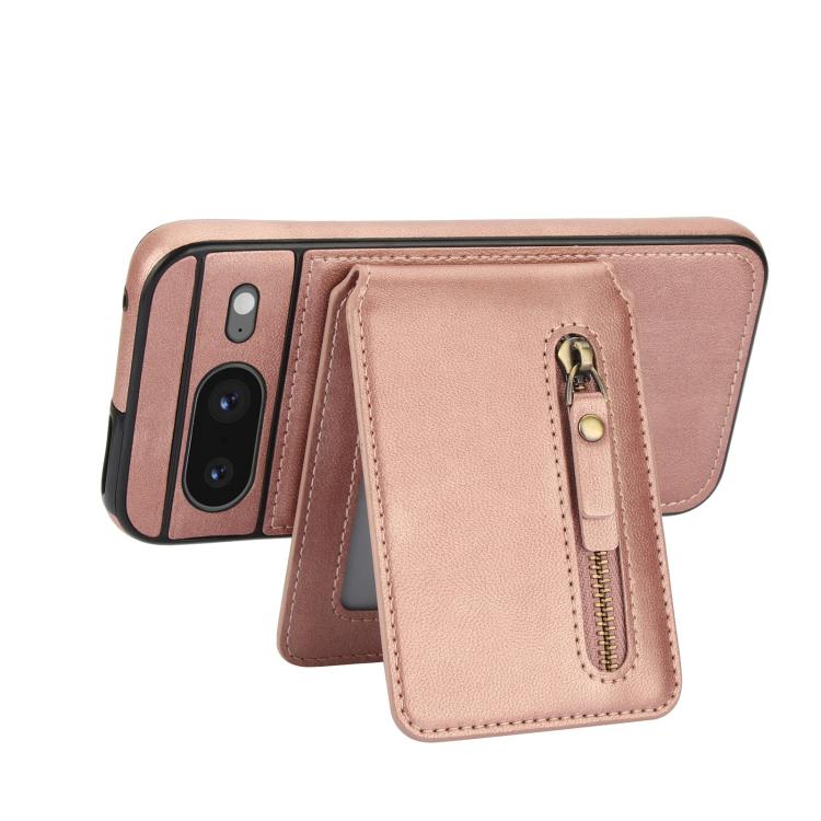 For Google Pixel 8 Zipper Wallet Split MagSafe Leather Back Phone Case