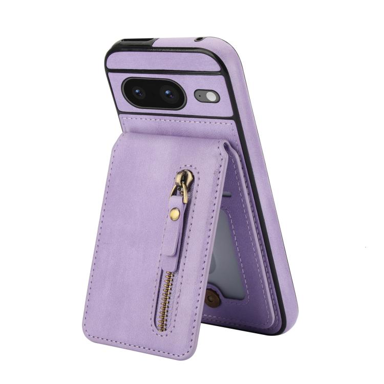 For Google Pixel 8 Zipper Wallet Split MagSafe Leather Back Phone Case