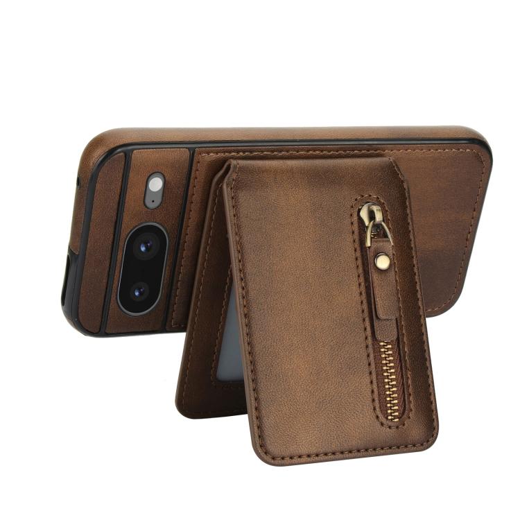 For Google Pixel 8 Zipper Wallet Split MagSafe Leather Back Phone Case