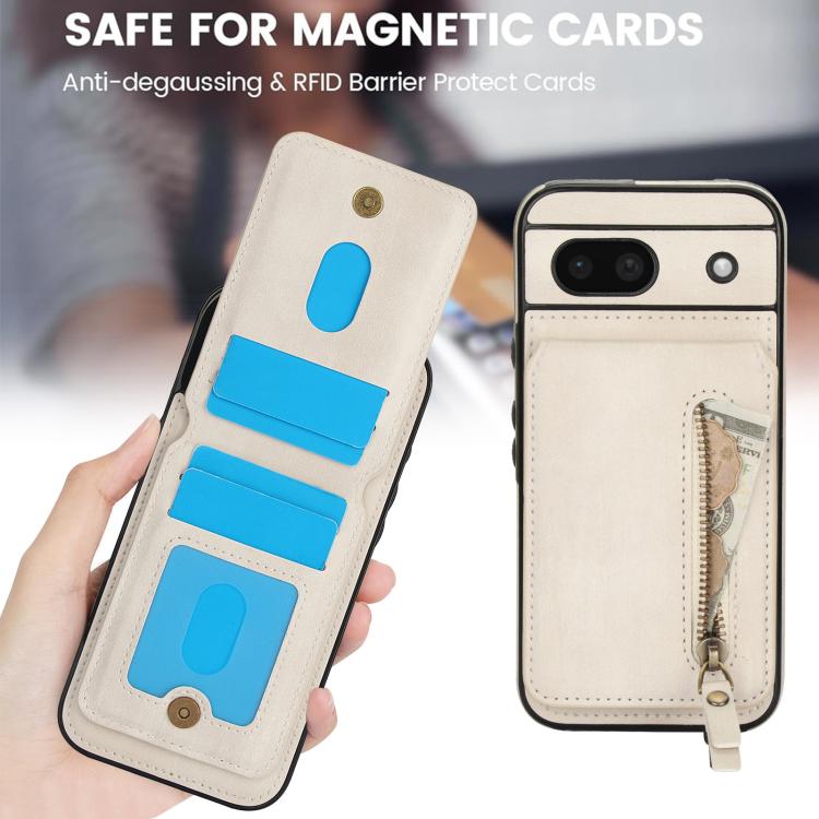 For Google Pixel 8a Zipper Wallet Split MagSafe Leather Back Phone Case