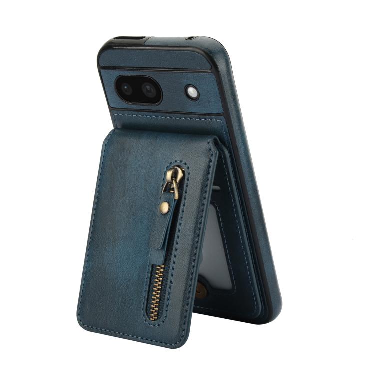 For Google Pixel 8a Zipper Wallet Split MagSafe Leather Back Phone Case