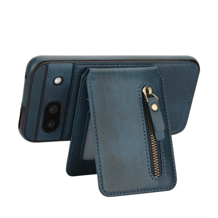 For Google Pixel 8a Zipper Wallet Split MagSafe Leather Back Phone Case