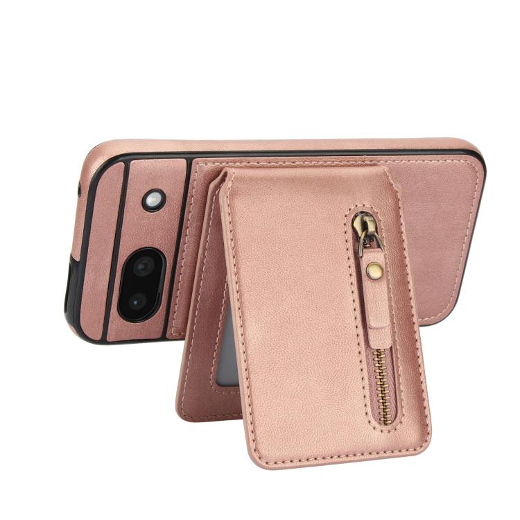 For Google Pixel 8a Zipper Wallet Split MagSafe Leather Back Phone Case