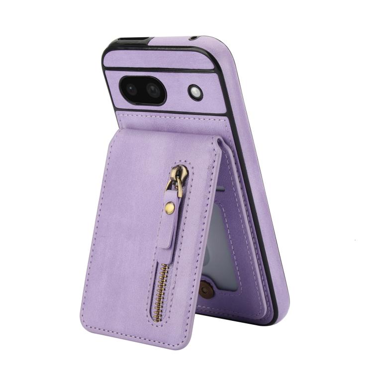 For Google Pixel 8a Zipper Wallet Split MagSafe Leather Back Phone Case