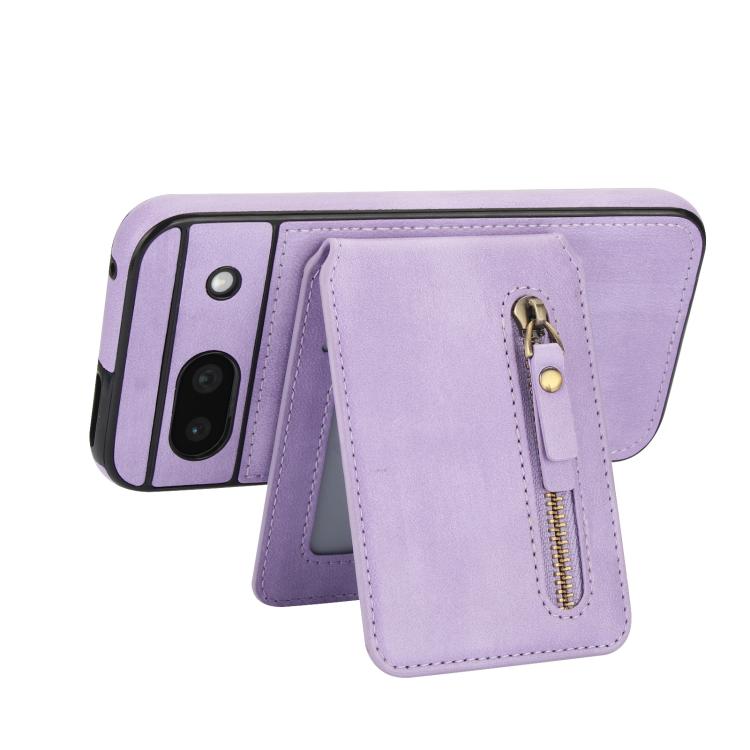For Google Pixel 8a Zipper Wallet Split MagSafe Leather Back Phone Case