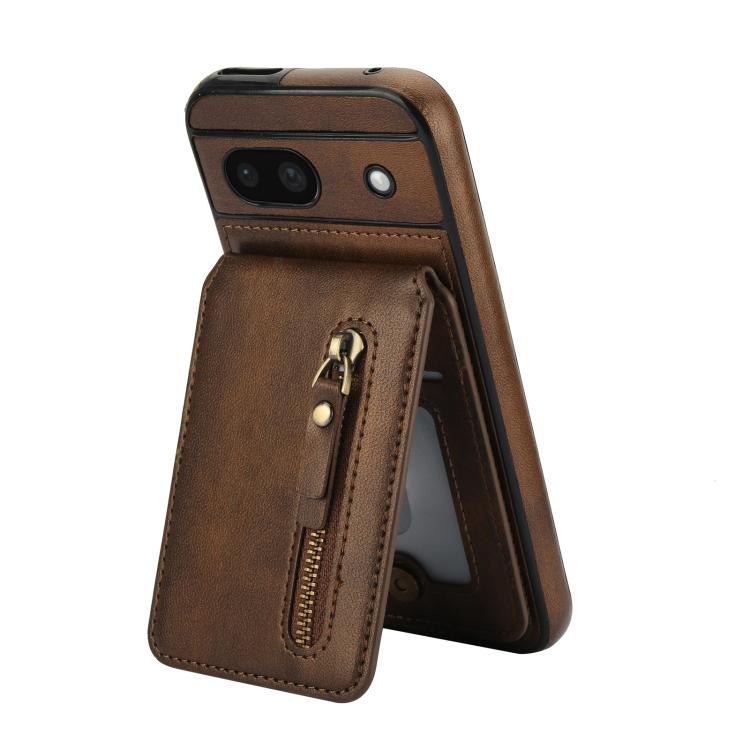 For Google Pixel 8a Zipper Wallet Split MagSafe Leather Back Phone Case
