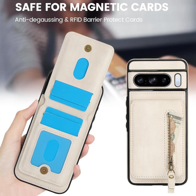 For Google Pixel 8 Pro Zipper Wallet Split MagSafe Leather Back Phone Case