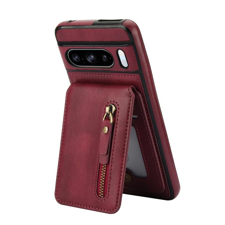 For Google Pixel 8 Pro Zipper Wallet Split MagSafe Leather Back Phone Case