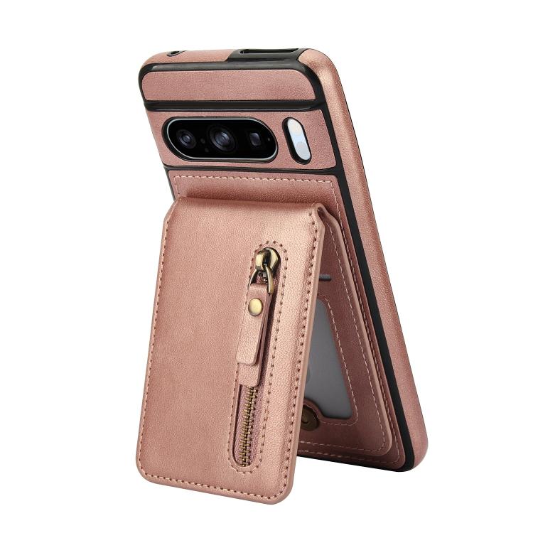 For Google Pixel 8 Pro Zipper Wallet Split MagSafe Leather Back Phone Case