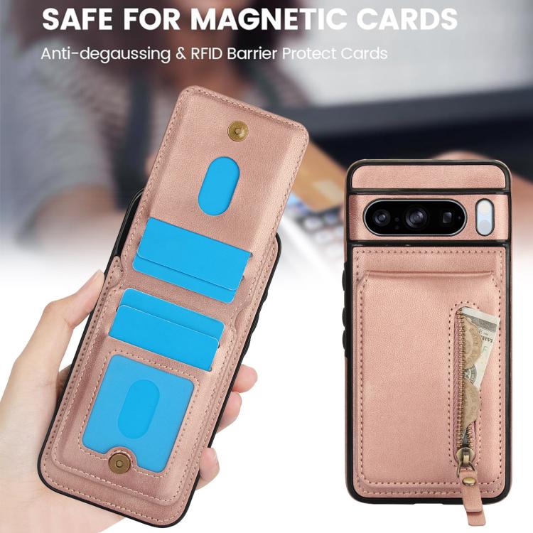 For Google Pixel 8 Pro Zipper Wallet Split MagSafe Leather Back Phone Case