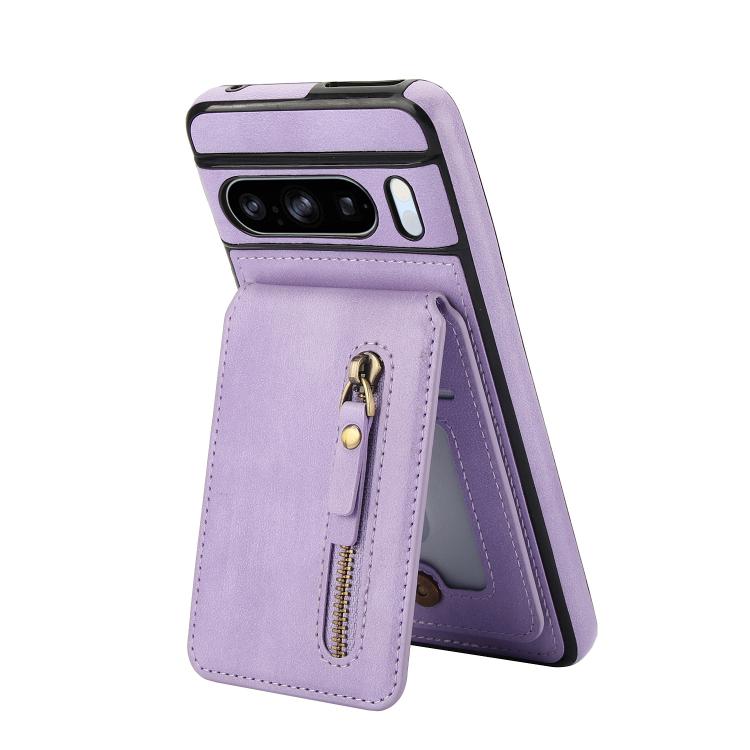 For Google Pixel 8 Pro Zipper Wallet Split MagSafe Leather Back Phone Case