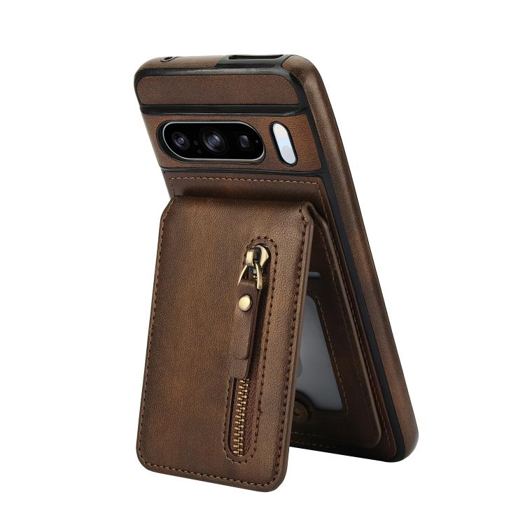 For Google Pixel 8 Pro Zipper Wallet Split MagSafe Leather Back Phone Case