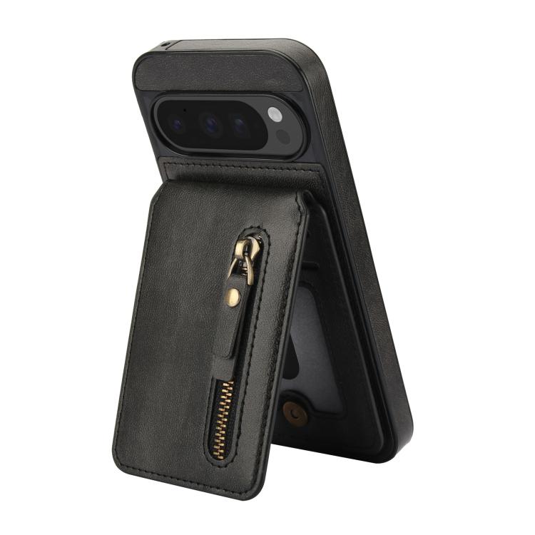 For Google Pixel 9 / 9 Pro Zipper Wallet Split MagSafe Leather Back Phone Case