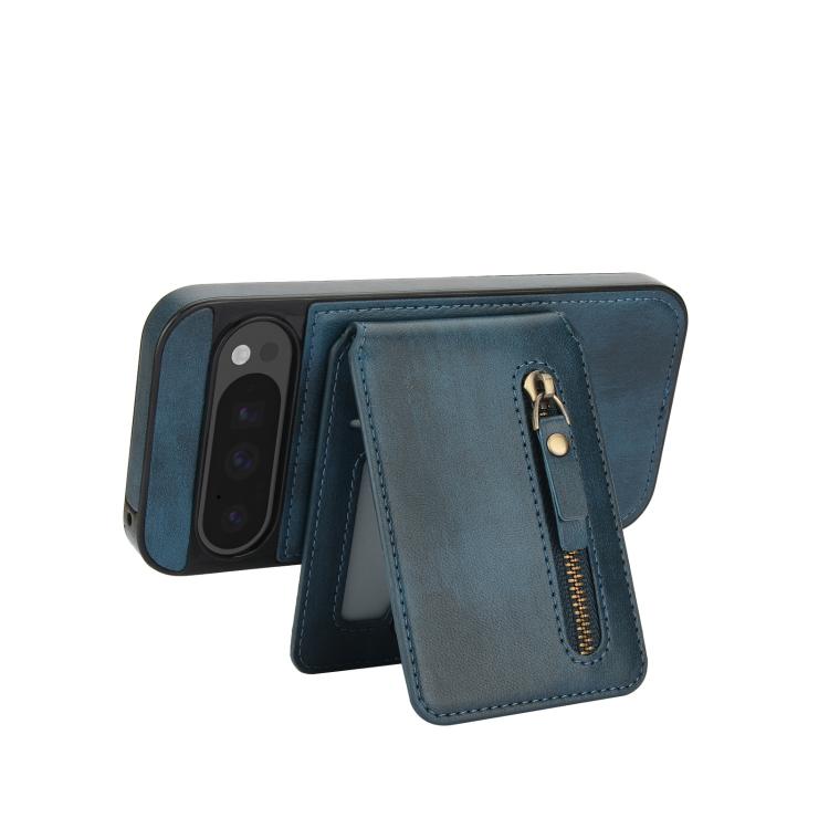 For Google Pixel 9 / 9 Pro Zipper Wallet Split MagSafe Leather Back Phone Case