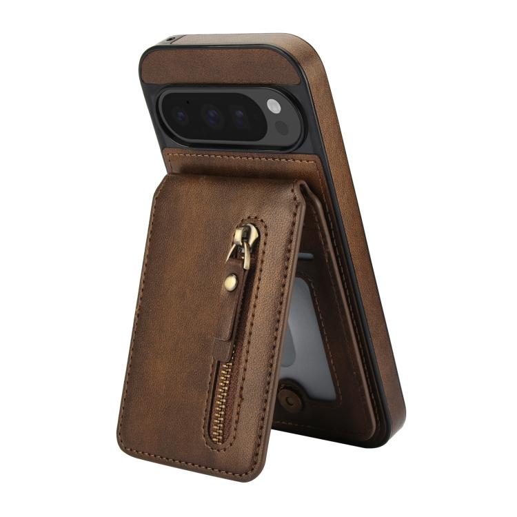 For Google Pixel 9 / 9 Pro Zipper Wallet Split MagSafe Leather Back Phone Case