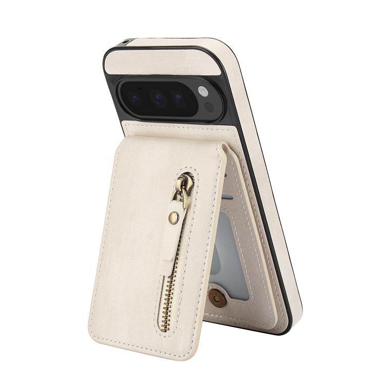 For Google Pixel 9 Pro XL Zipper Wallet Split MagSafe Leather Back Phone Case
