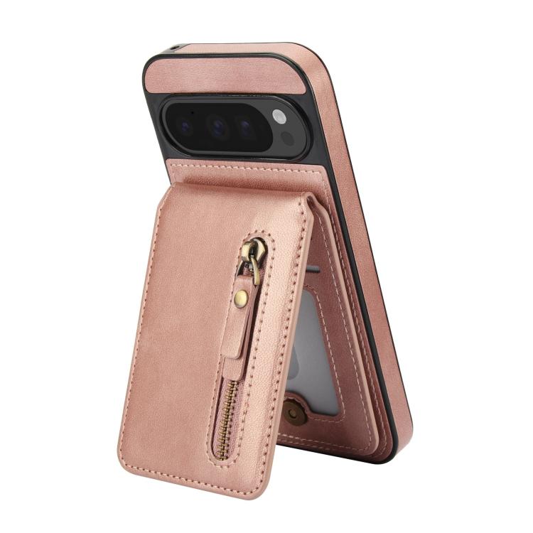 For Google Pixel 9 Pro XL Zipper Wallet Split MagSafe Leather Back Phone Case