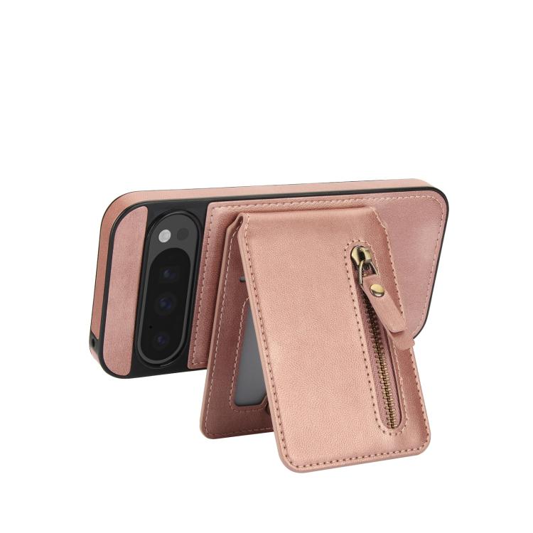For Google Pixel 9 Pro XL Zipper Wallet Split MagSafe Leather Back Phone Case